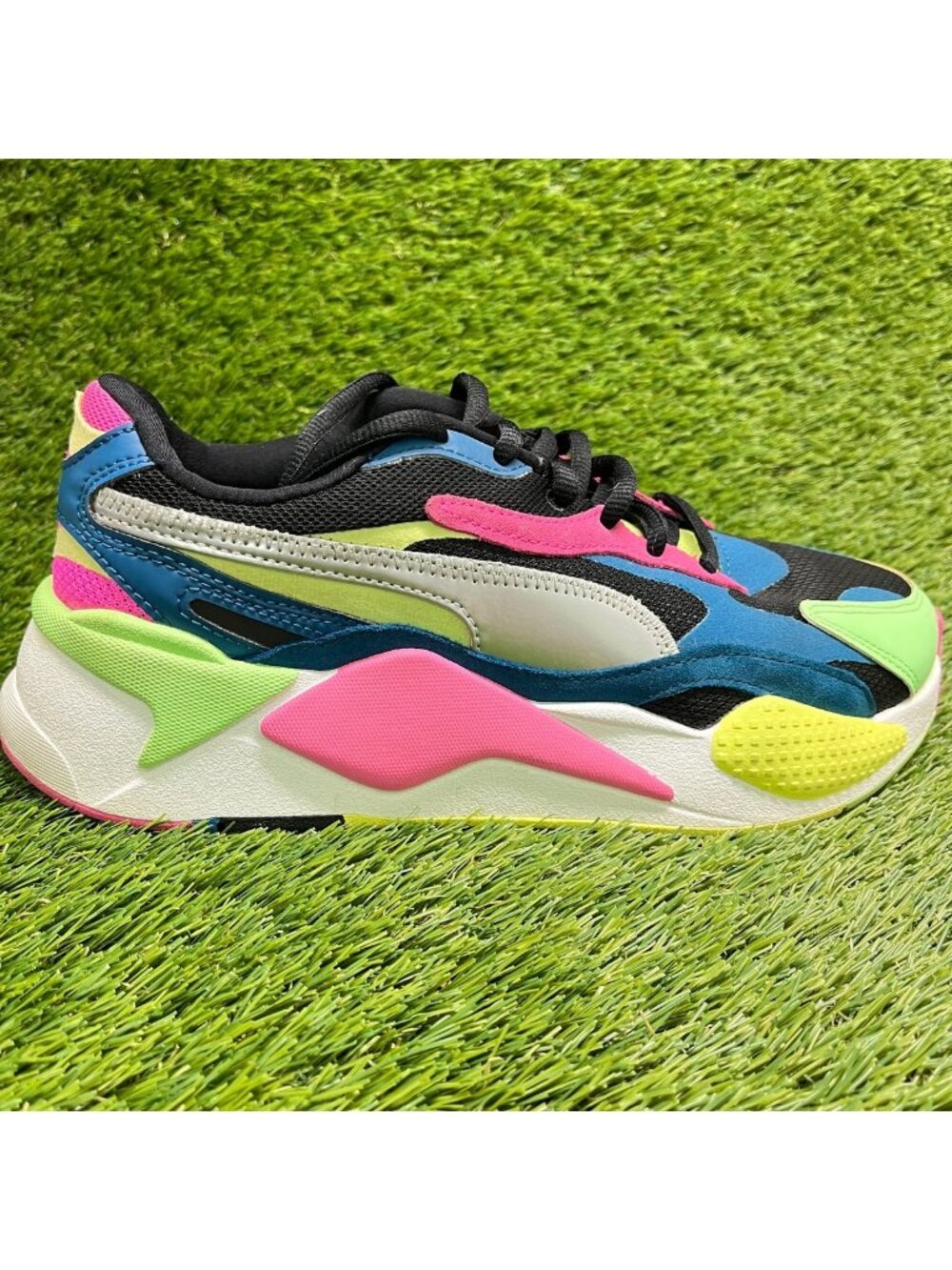Puma RS-X3 Women Size 10 Black Blue Pink Athletic Running Walking Shoes Sneakers